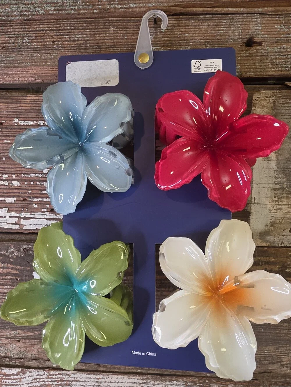 Piper K Set of 4 Tropical Flower Hair Claw Clips Multicolor,  NWT